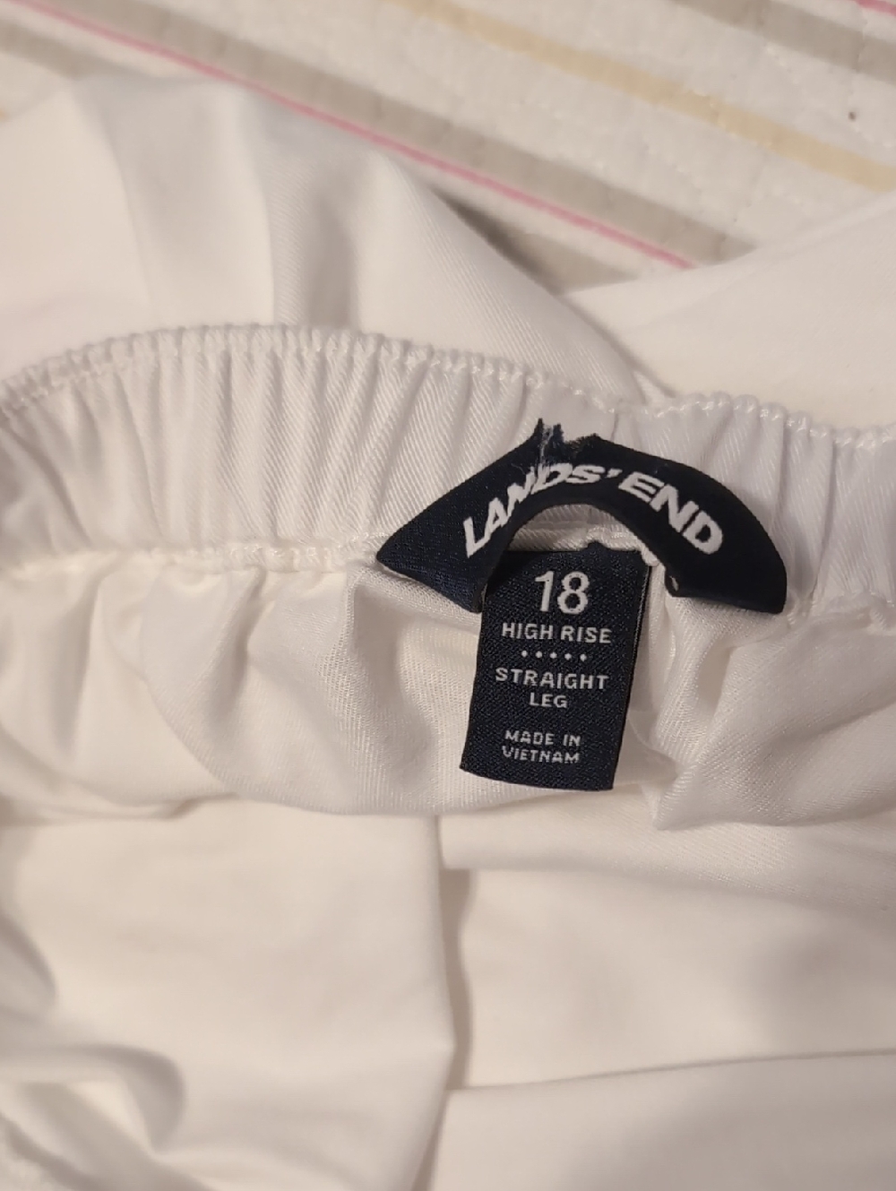 Lands' End White High-Rise Straight Leg Pants